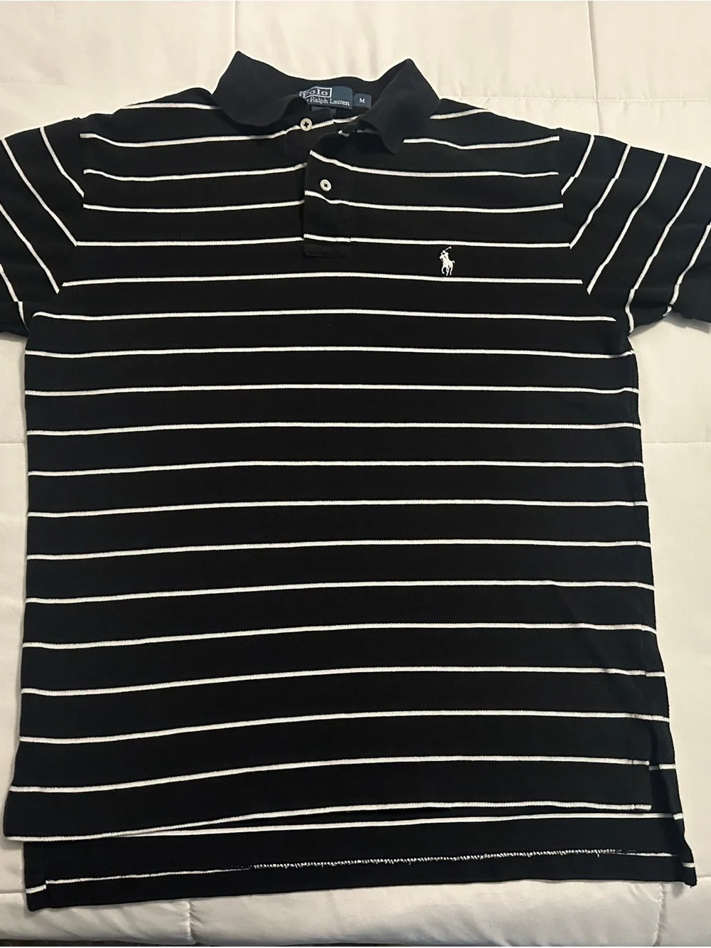 Polo Ralph Lauren Black & White Striped Polo size Medium